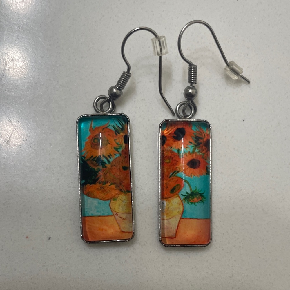 Van Gogh Sunflower Art Earrings